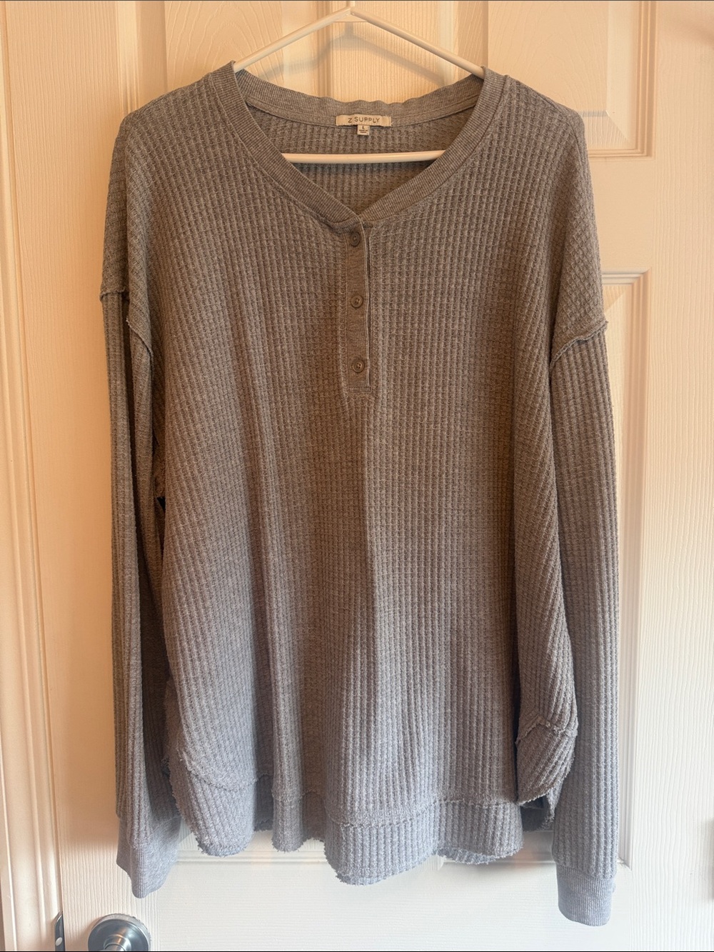 Z Supply - Gray Waffle Henley Crewneck Sweater